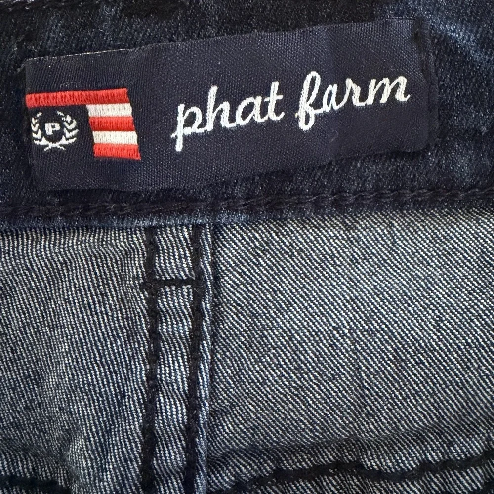 Phat Farm Vintage Y2K Denim Shorts Mens 30 Baggy Long Bermuda Dark Wash